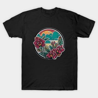 Orchid Flower Bloom Blossom Retro Vintage T-Shirt